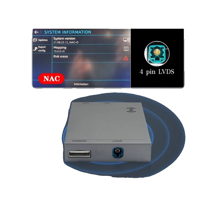 Modul Smart Carplay, Compatibil cu Peugeot Citroen DS Opel, Bluetooth, Conector 4 pini LVDS