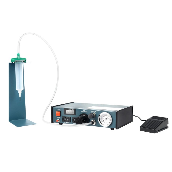 Dispozitiv automat de dozare adeziv, Controler cu pedala pneumatica, Afisaj digital, 0-100 psi, 220 V, Pentru epoxi/pasta/lichide, Cablu 1, 3 m