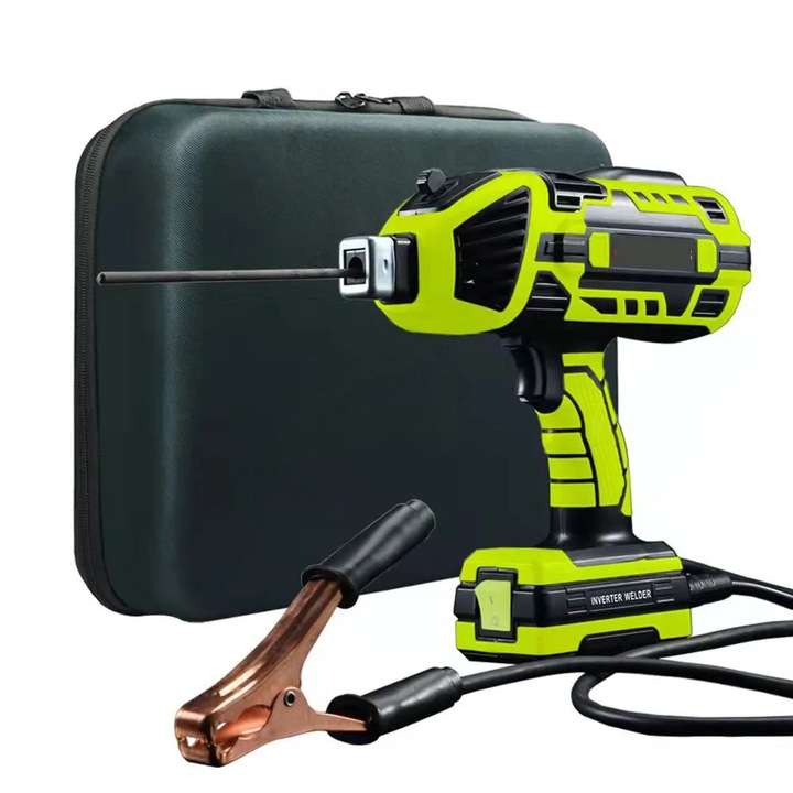 Hordozható hegesztőgép, MMA inverteres kézi, 4600W 220V, 2,5–3,2 mm-es elektródákhoz, automatikus digitális vezérlés, otthoni használatra, zöld