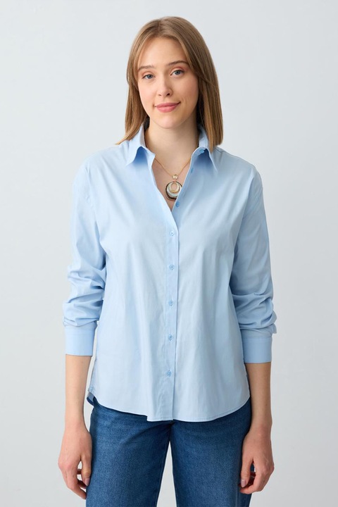 JIMMY KEY, Camasa din amestec de bumbac, Albastru deschis