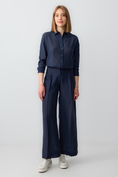 JIMMY KEY, Pantaloni evazati cu talie inalta, Bleumarin