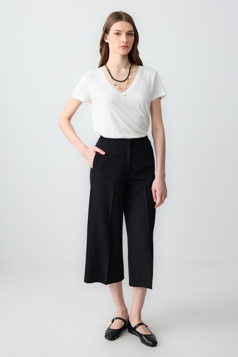 JIMMY KEY, Pantaloni crop cu model uni, Negru