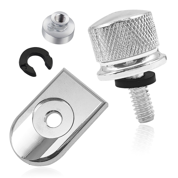 Accesorii pentru modificarea scaunelor de motocicleta Harley, potrivite pentru Harley Davidson, set suruburi si piulite pentru scaunele din spate ale motocicletei, set 3 piese din metal CNC, 1 surub, 1 saiba, 1 piulita, cromate