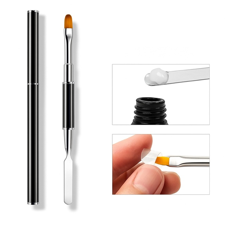 Körömtoll, kerek hegyű, multifunkcionális, dupla hegyű, fekete/ezüst