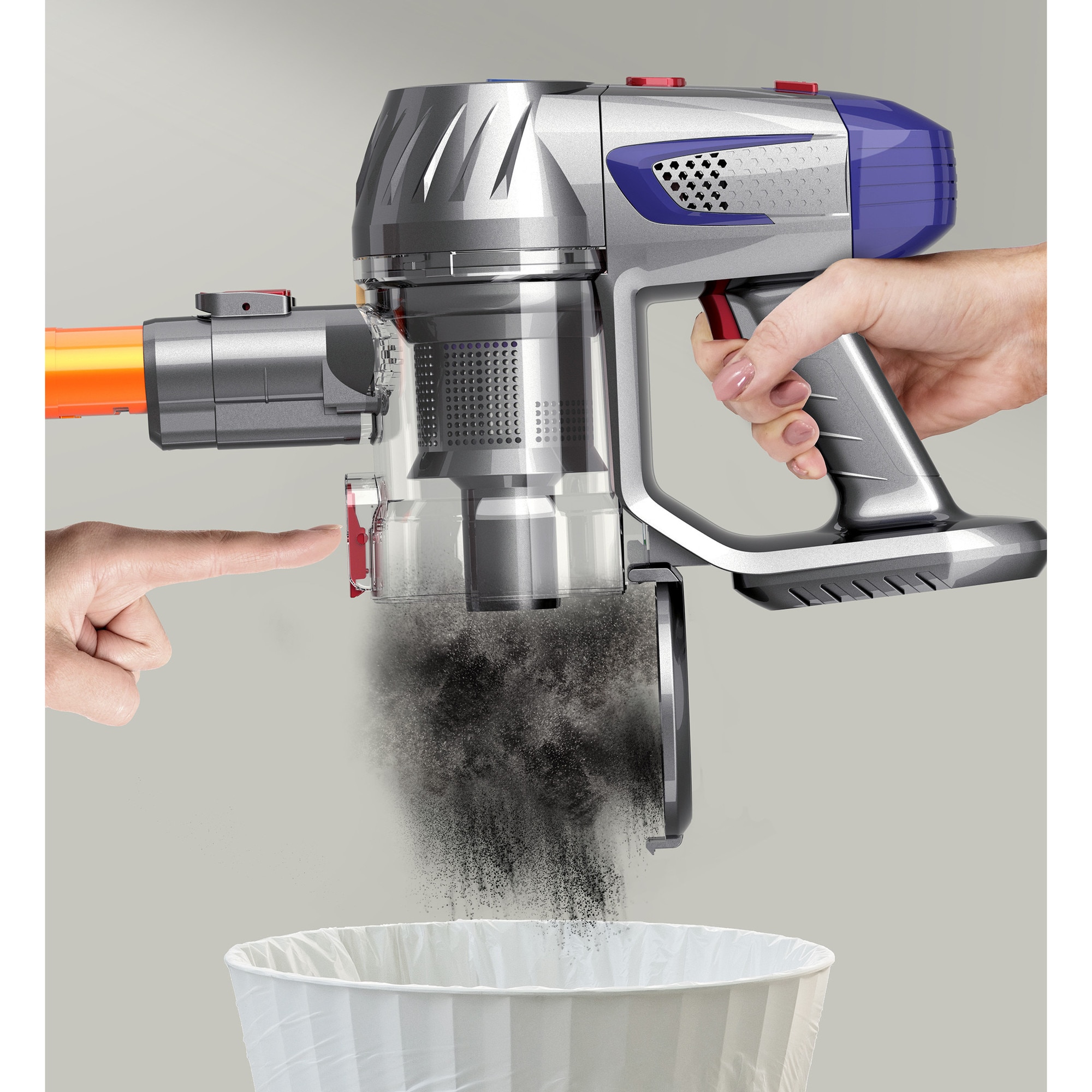 Aspirator vertical fara fir, 150W, 9000Pa, reflector LED, perie de indepartare a acarienilor, filtrare de inalta eficienta in 5 trepte pentru curatenie in gospodarie, Golden