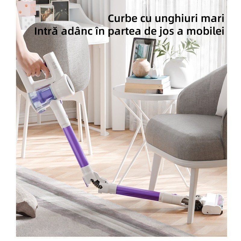 Aspirator vertical fara fir, 350W, 27KPa, reglare in 3 viteze, filtrare de inalta eficienta cu sase straturi, potrivit pentru curatenia casnica, tub pliabil, violet