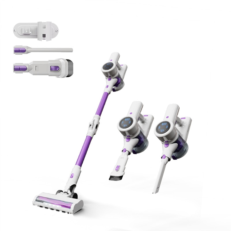 Aspirator fara fir, 350W, far LED, tub pliabil, putere de aspirare 27KPa, curatare eficienta, potrivit pentru diverse suprafete de podea, violet