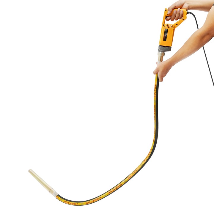 Elektromos betonvibrátor, kézi, 1300 W, 4300 fordulat/perc, 220 V EU csatlakozó, 2 m kábel, Sárga