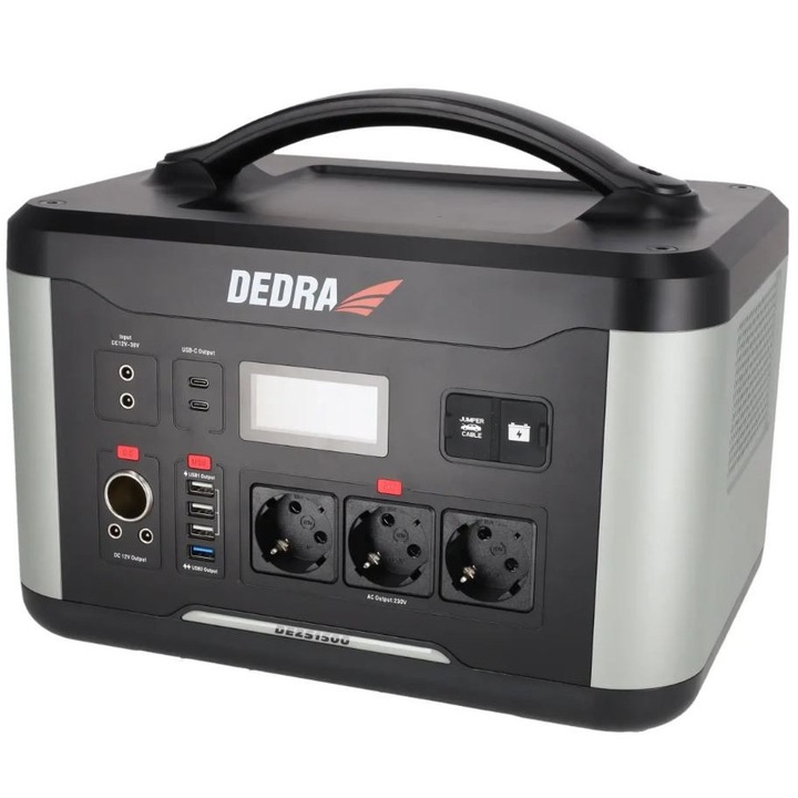 Аварийна захранваща станция, къмпинг, риболов, 1500W/3000W, 220V, 5V, 12v - 16.5V, LiFePO4 батерия 55Ah, Dedra