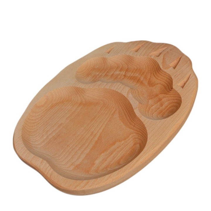 Platou 2 Compartimete Urma de Urs, lemn, 30x23 cm