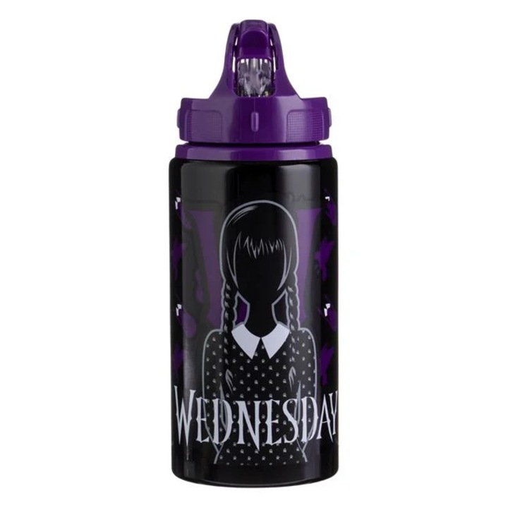 Детска бутилка за вода Wednesday Black Purple Flip Top 500 мл
