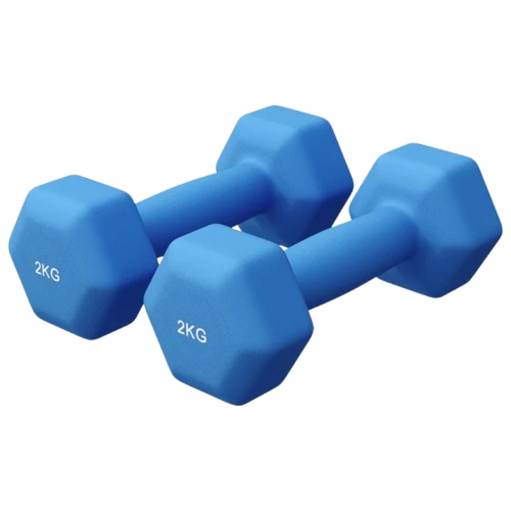 Set de gantere din neopren, 2x 2 Kg, albastru, Gorilla Sports