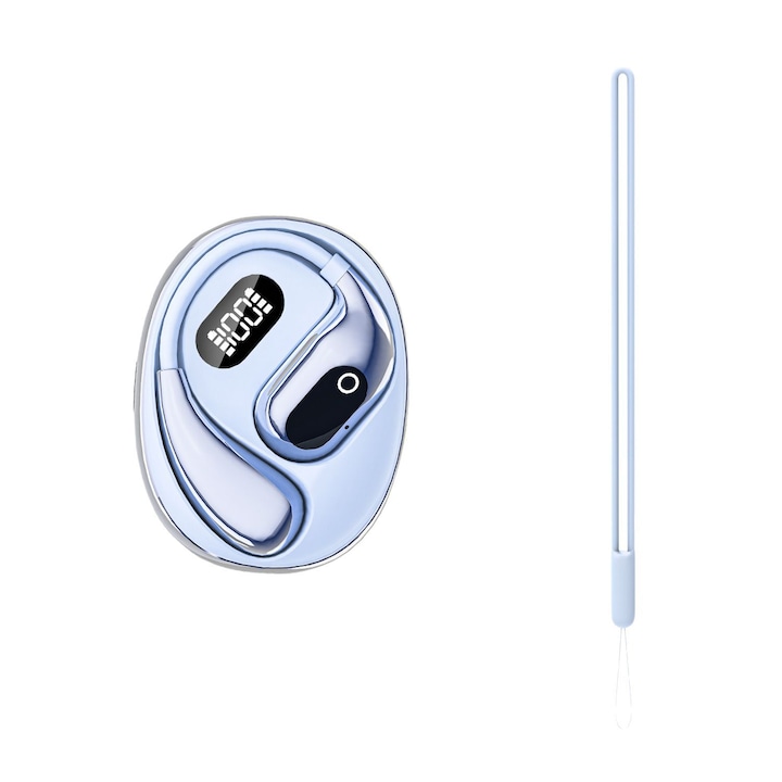 Casti de traducere cu inteligenta artificiala, Bluetooth 5.4, suport pentru mai multe limbi, stereo bilateral, apeluri HD, reducere inteligenta a zgomotului, compacte si portabile, durata lunga de viata a bateriei, albastre