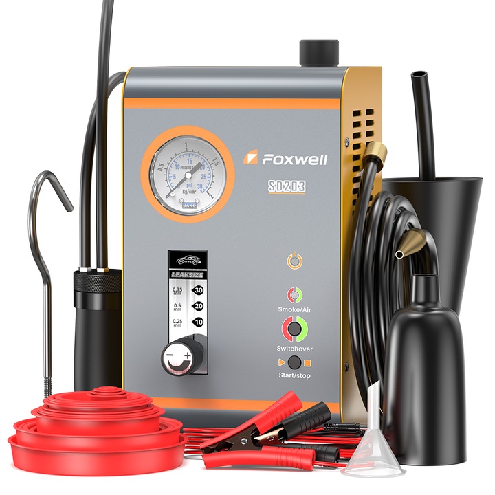 detector de scurgeri de fum, FOXWELL SD203, fum auto, Detector de scurgeri de fum sistem de testare a rezervorului de combustibil dual mode versatil