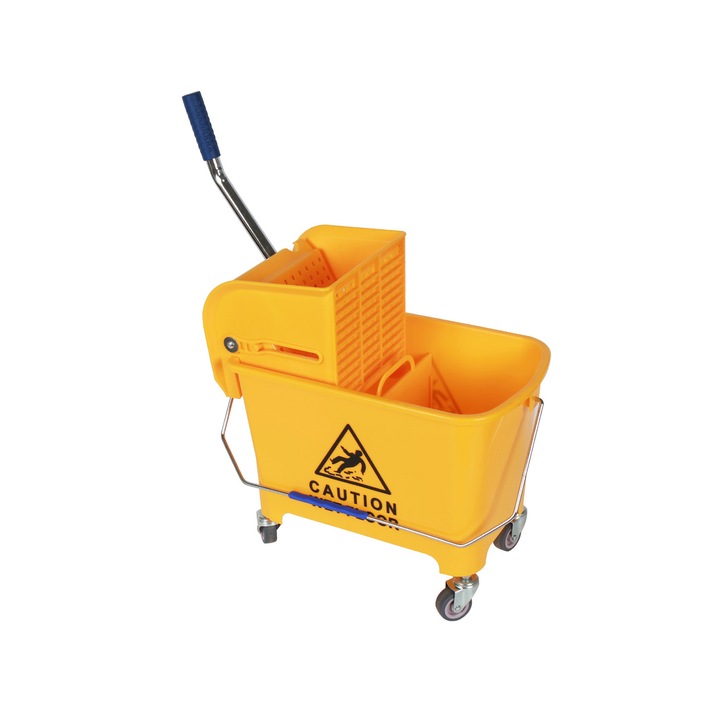 Carucior de curatenie Office1, cu presa, galben, 63 x 27 x 67 cm, 20 L