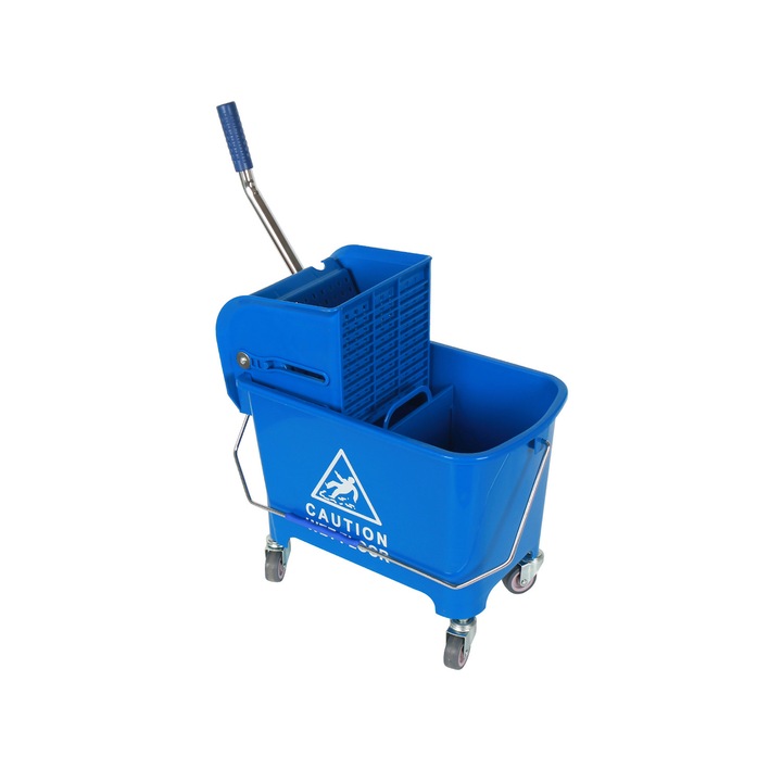 Carucior de curatenie Office1, cu presa, albastru, 63 x 27 x 67 cm, 20 L