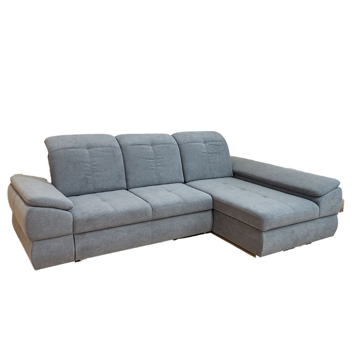 Coltar Extensibil Denver 2 Vega 33 Dreapta, cu spatiu depozitare, 285 x 195 x 105 cm, Gri deschis