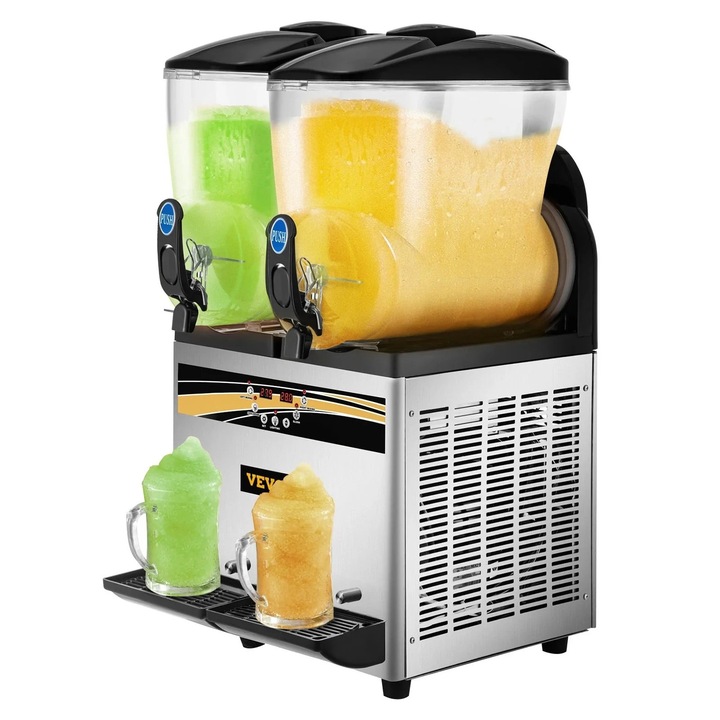 Jégkása készítő gép, 2×15 literes tartály, 1000 W, rozsdamentes acél, fekete