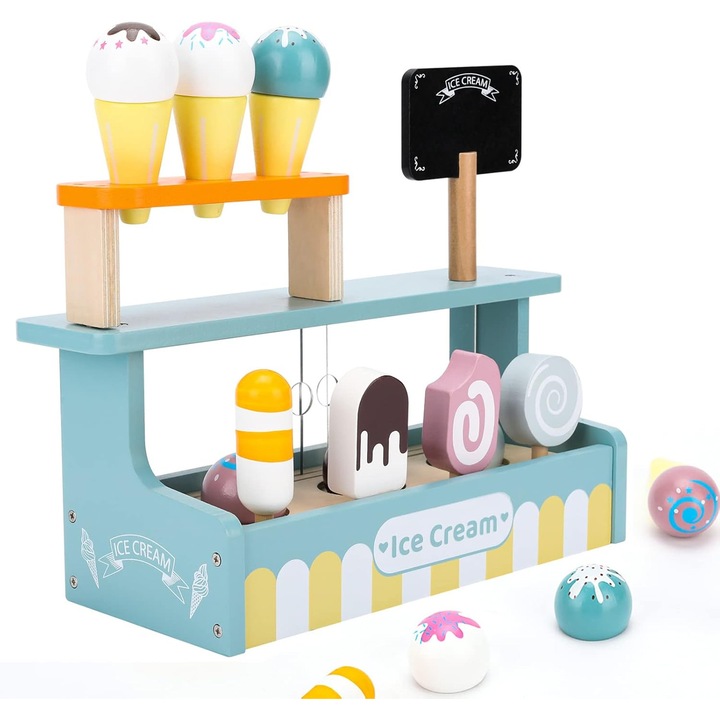 Mini Gelateria - Fagylaltműhely tölcsérben és pálcikán, fa