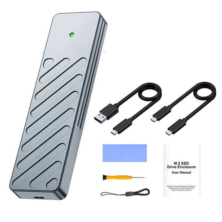 Carcasa Rack Hard-disk, 10 Gbps, NVMe M.2 SSD pentru USB-C, aluminiu, gri, compacta