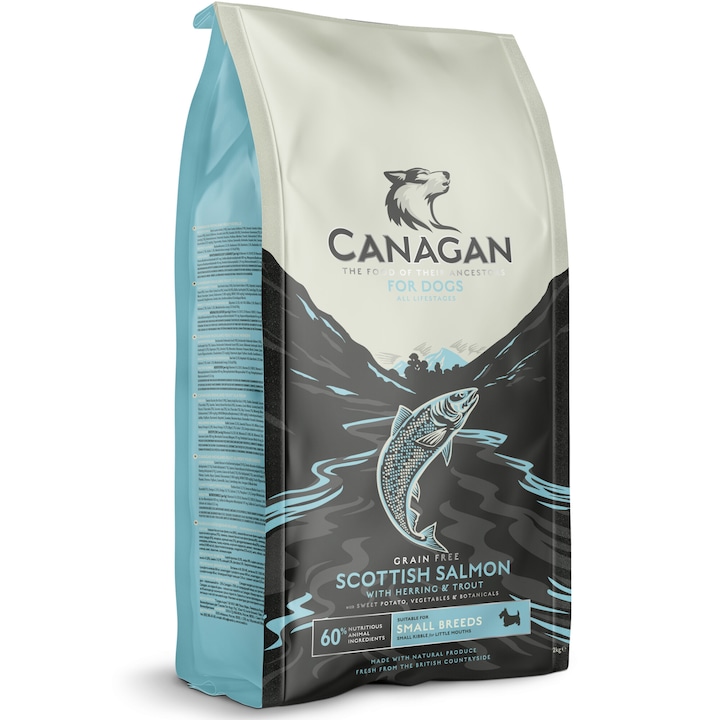 Hrana uscata pentru caini, Canagan, Grain Free, Small Breed, cu somon, 2 kg