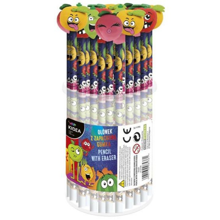 Kidea Gyümölcsös HB grafitceruza radírral - többféle