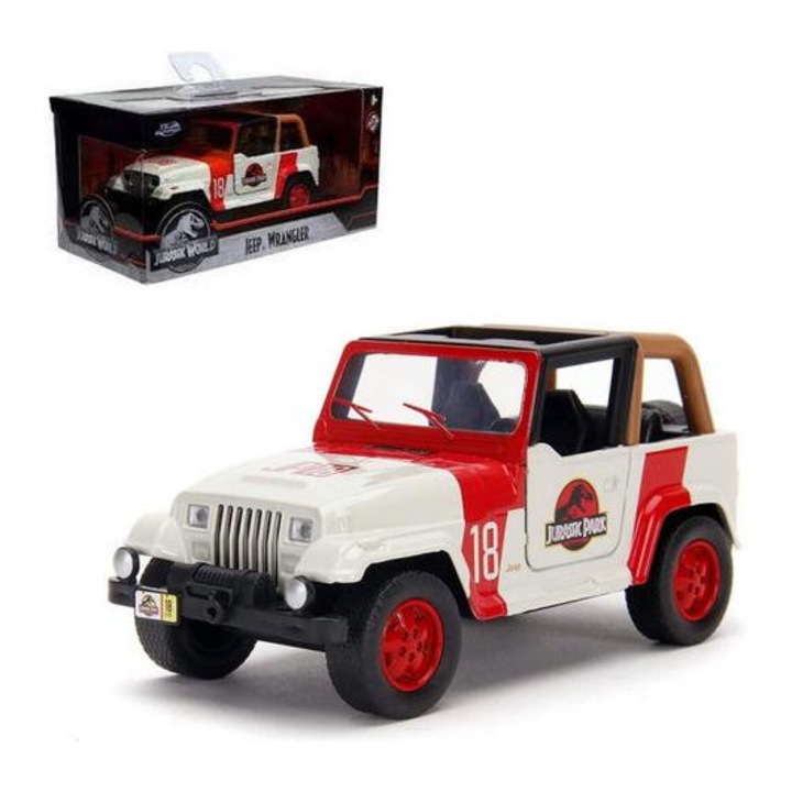Jada Toys 253252019 Jurassic World - Jeep Wrangler model de masina metalic - 1:32