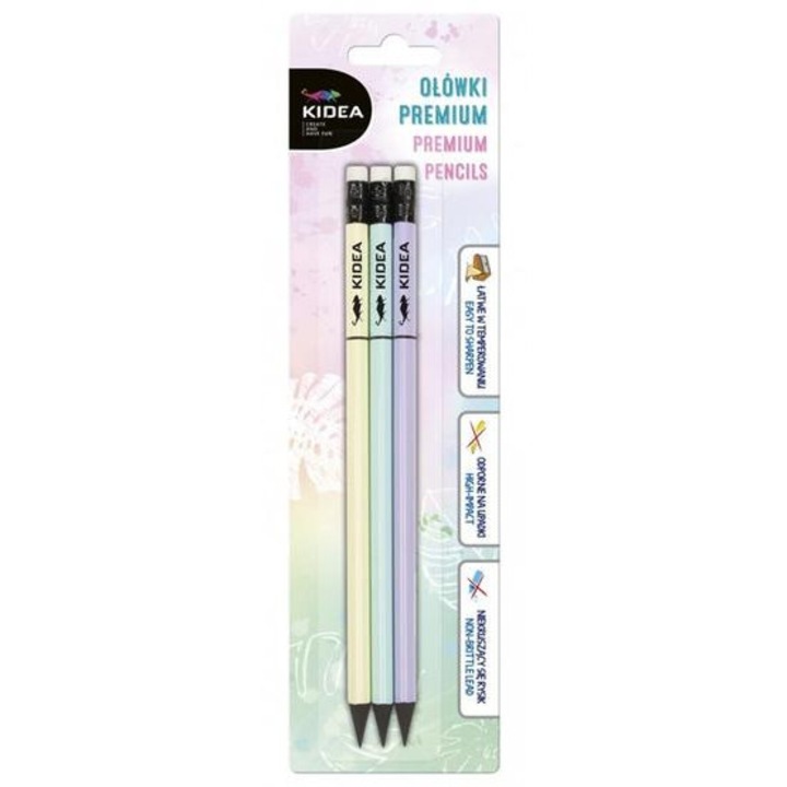 Kidea Prémium grafitceruza radírral - 3 db-os - Pasztell