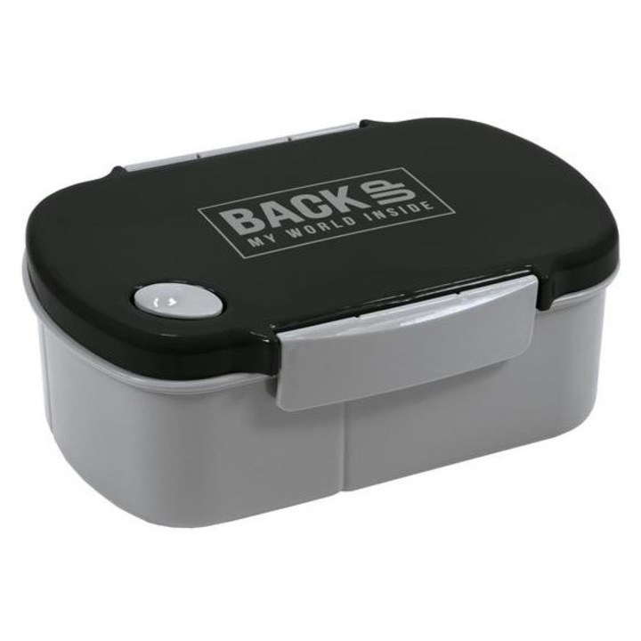 Cutie sandwich Derform, gri-negru, 3 compartimente, 19x13x7cm