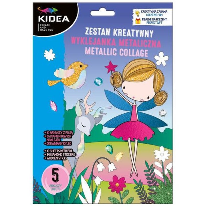 Set de autocolante din folie colorata Kidea cu diamante - Zana (ZKWMAKA)