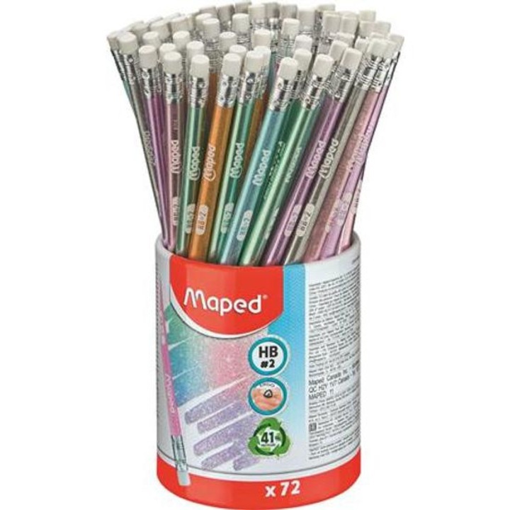 Maped Grafitceruza radírral Black Peps Glitter Deco pasztell színek (IMA851805)