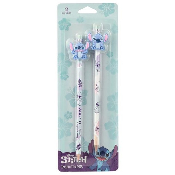 Coolpack - Creioane grafice cu radiera - 2 buc - Disney Fashion - Stitch (75262PTR)