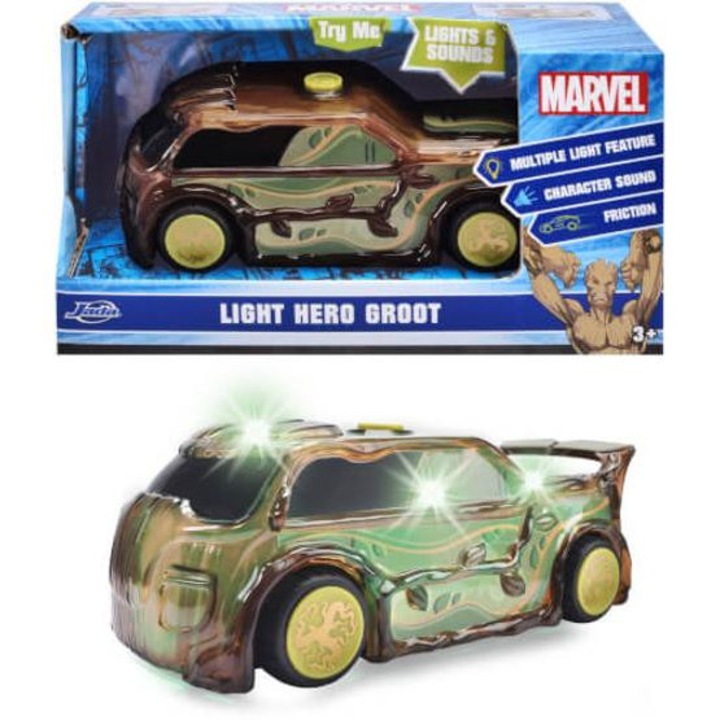 Masina Marvel Light Groot metalica, cu efecte luminoase si sonore 1:32, Jada Toys