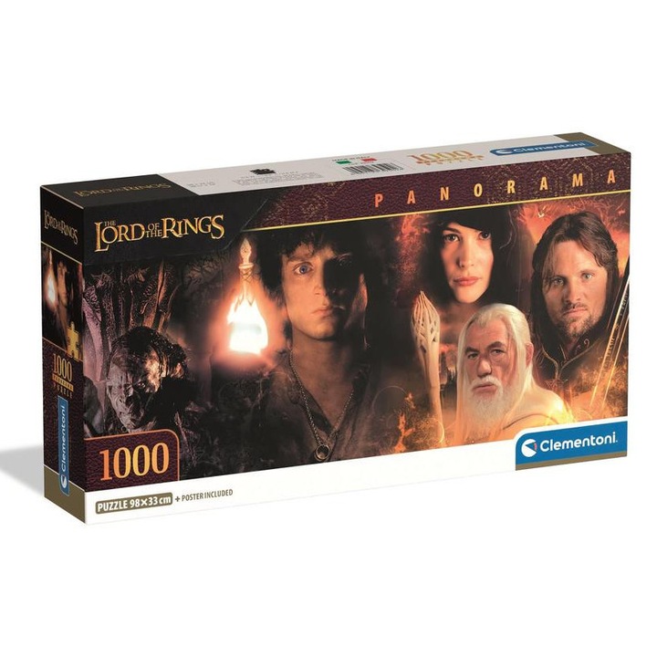 Компактен панорамен пъзел Clementoni, 1000 части - Властелинът на пръстените (39502)