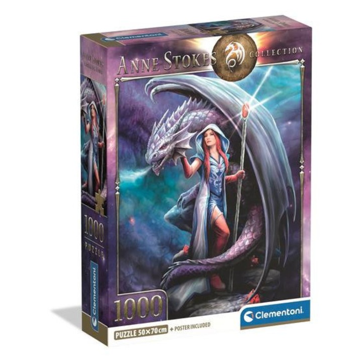 Clementoni пъзел от 1000 части - Anne Stokes - Dragon Mage (39956)