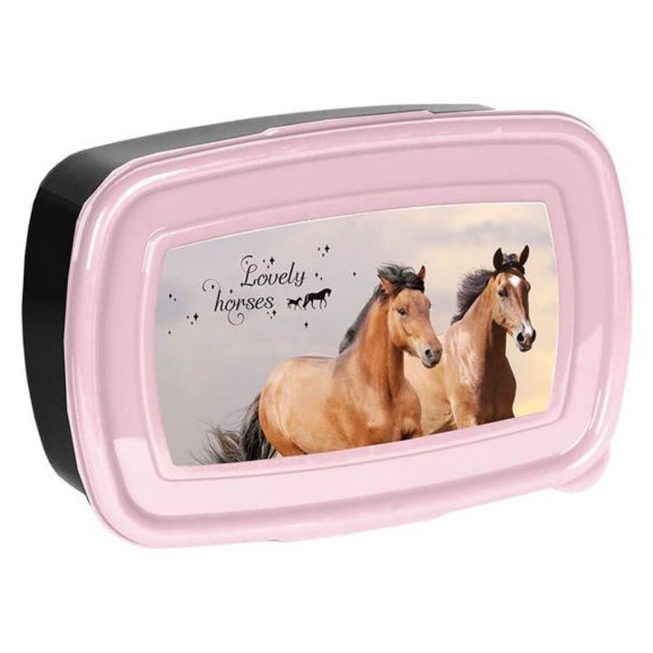 Пластмасова кутия за закуски с коне - Прекрасни коне (PP25HA-3022)