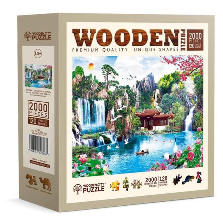 Wooden City 2000 db-os fa puzzle - Vízesések a japán kertben (AL2000-0124-XXL)