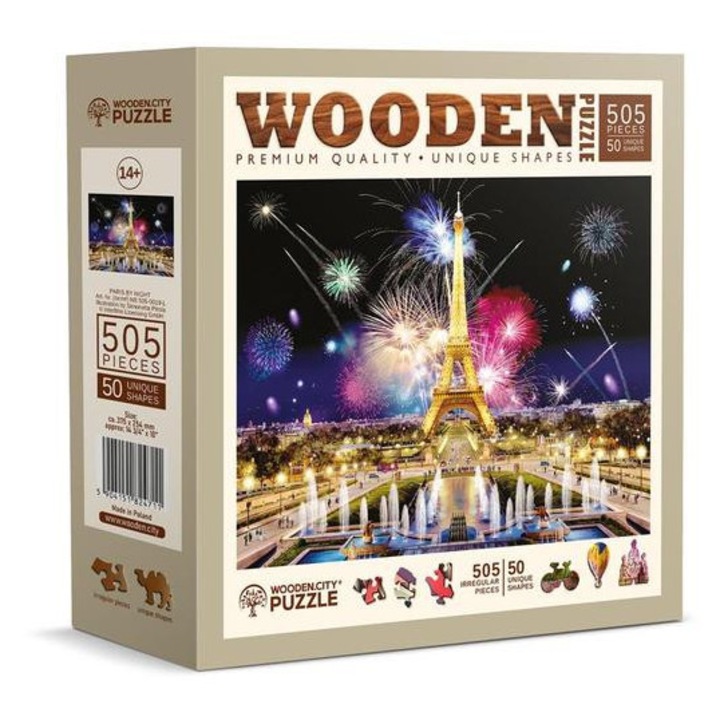 Wooden City 505 db-os fa puzzle - Párizs éjszaka (NB505-0019-L)