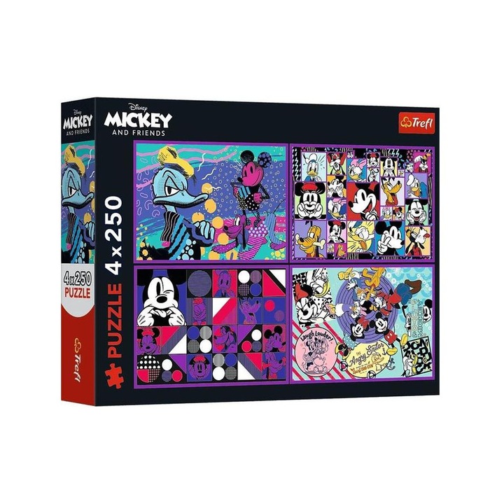 Trefl Пъзел 4 x 250 части - Disney - Приключенията на Мики Маус (13308)