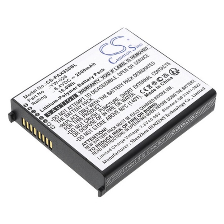 Cameron sino li-polymer akkumulátor, 6.4v / 2500mAh, pax yw-026 kompatibilis fekete, gyártói csomagolás