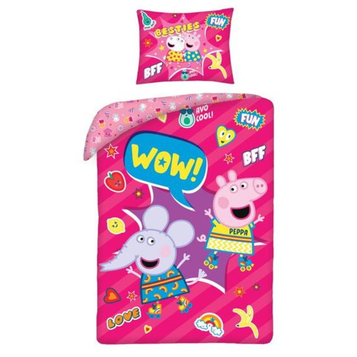 Set de lenjerie de pat pentru copii Peppa Pig WOW