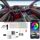 Lumina ambientala auto, banda neon, kit RGB 9 in 1, 256 de moduri, Fudisenn, control Bluetooth, telecomanda inteligenta prin aplicatie, conexiune bricheta, DC12V, 5W, efecte dinamice de culoare, colorat
