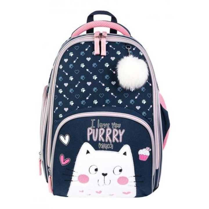 Bambino Premium - Cicás hátizsák, iskolatáska - 3 rekeszes - I love you Purrry much