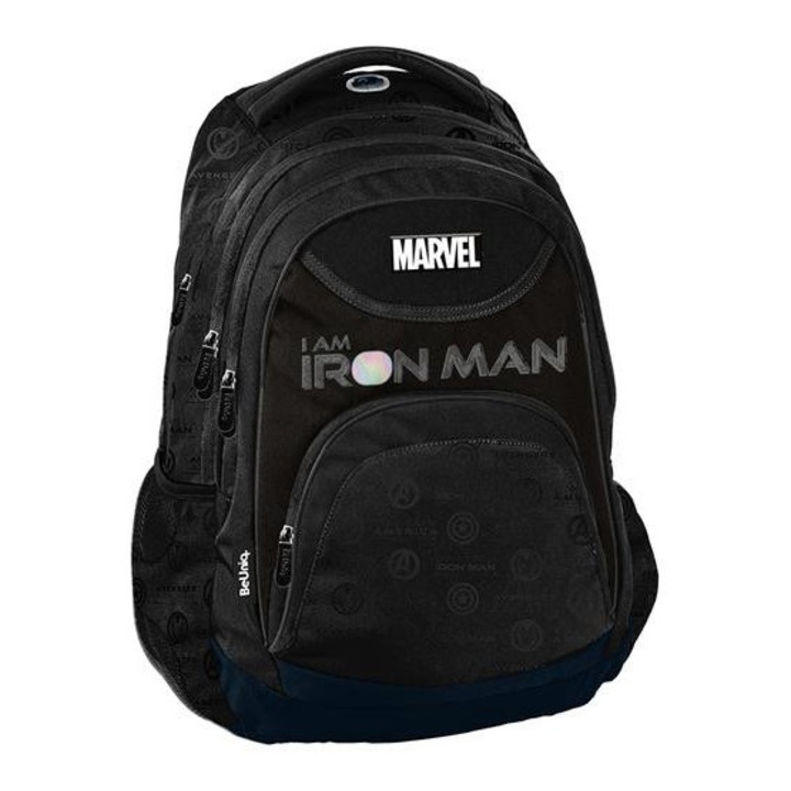 Rucsac, ghiozdan scolar BeUniq Marvel - 3 compartimente - Ironman Holo