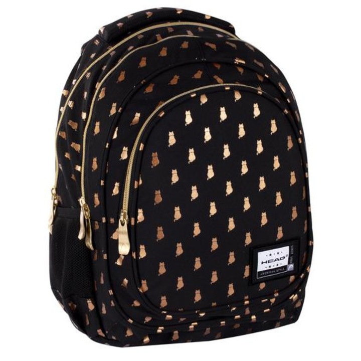 Golden Kitty cicás iskolatáska, hátizsák - 3 rekeszes - Head