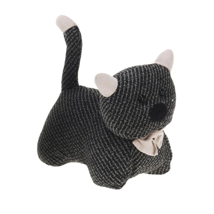 Стопер за врата, във формата на коте, черен цвят, 19x20 см