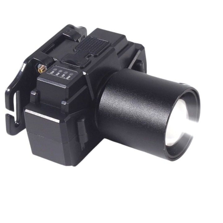 LED челник, USB зареждане, телескопичен челник, регулируем, дълъг обхват на увеличение, водоустойчив, 7 см x 4,5 см x 6 см, черен