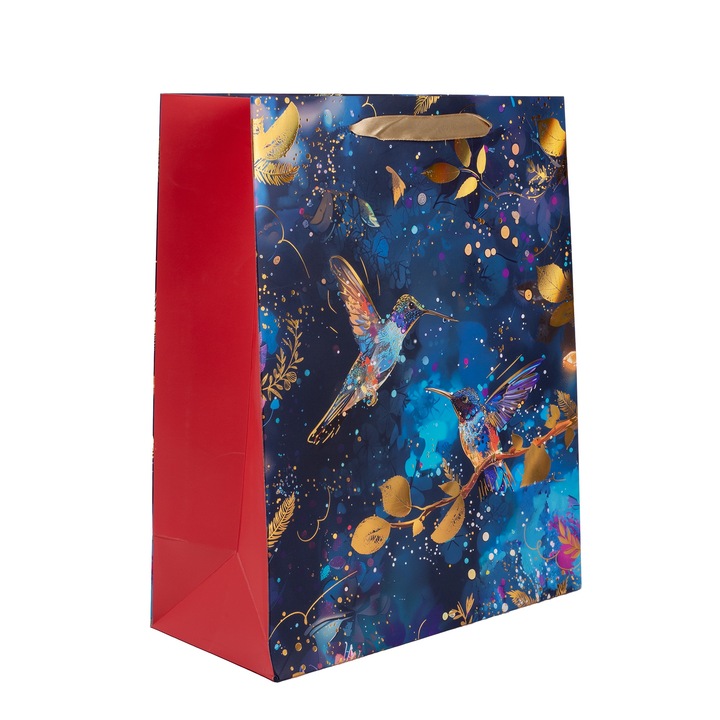 Stampila la cald holograma pentru punga de hartie mata IRIS, colibri albastru, 18 x 23 cm