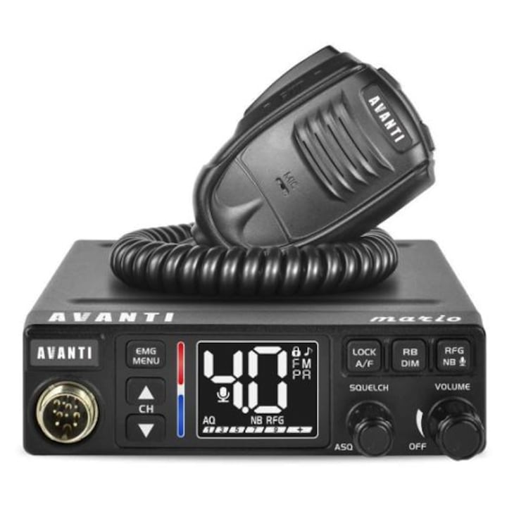 idealSTORE Avanti TOTALE CB радиостанция, 1DIN формат, 12-24V, преден високоговорител, ASQ RFGain регулируеми шумови филтри, мощност 4W+, многоцветен TFT LCD дисплей