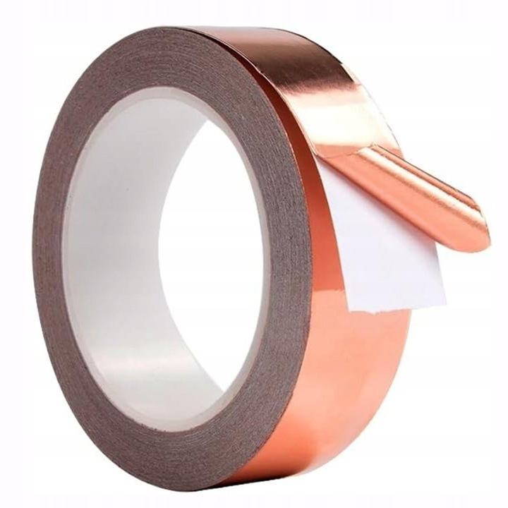 Медна самозалепваща лента 30 м 30 мм, проводимо фолио - за репелент срещу охлюви, тонирано стъкло, електрически ремонти, EMI защита, занаяти
